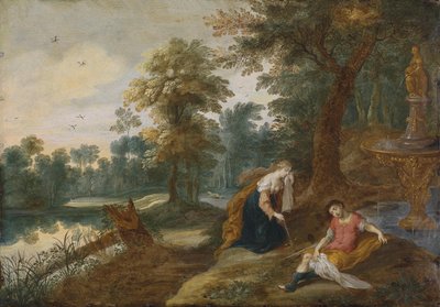 Eine Landschaft mit Pyramus und Thisbe von Attributed to Jasper van der Lanen  